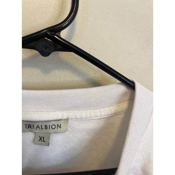 Albion Fit XL White Crewneck Sweatshirt French Embroidery Cotton Top - Picture 8 of 8